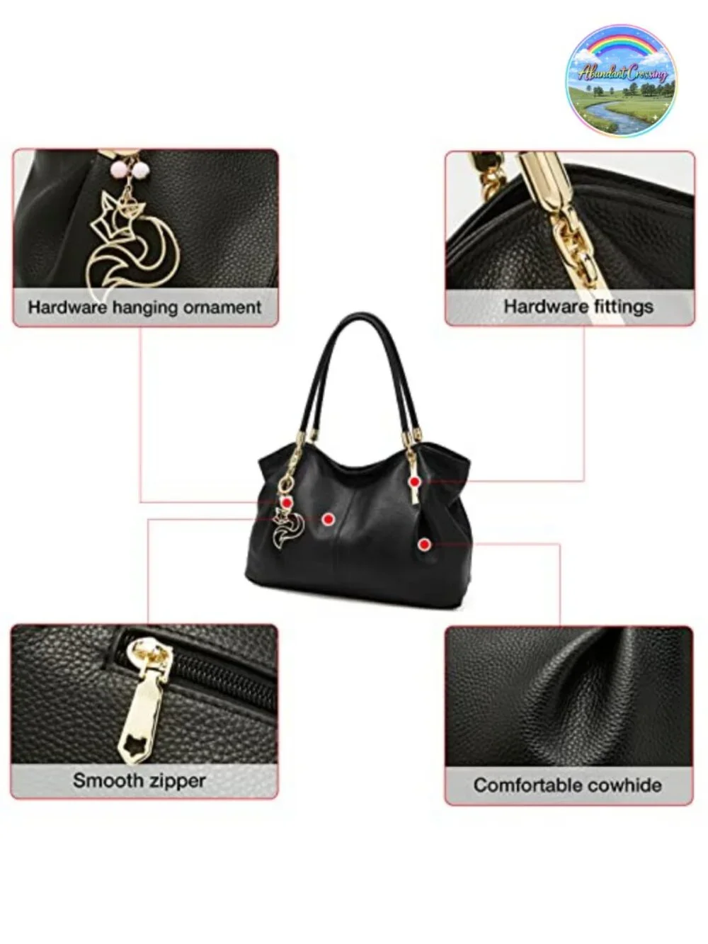 Genuine Leather Designer Satchel Handbag for Women with Top Handle and Zipper